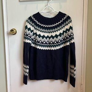 Banana Republic Navy and White Crewneck Sweater